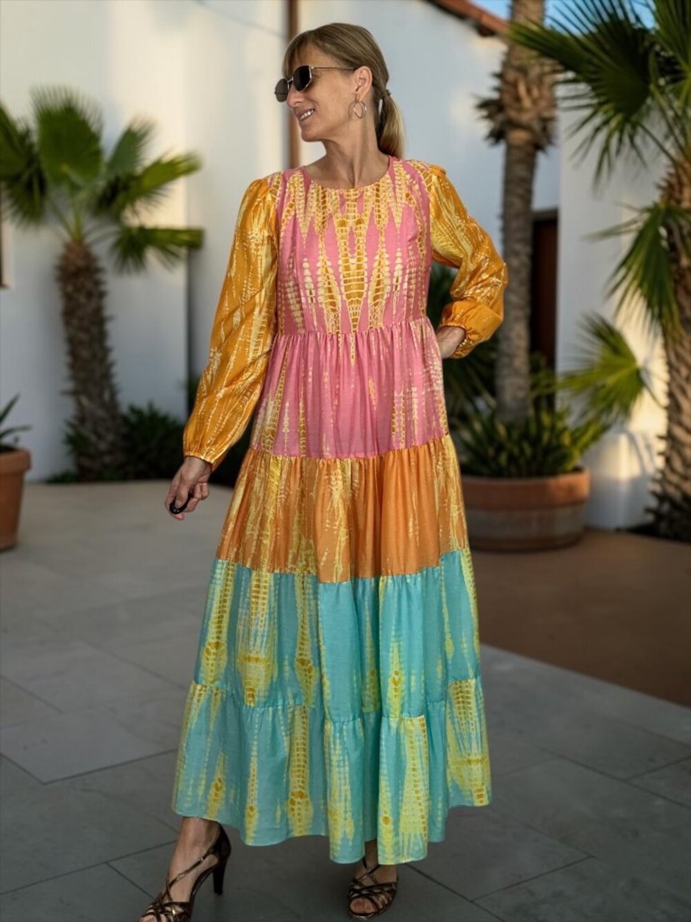 Anthropologie Kavita Bhartia Lukjana Maxi Dress S Tie Dye Orange NEW